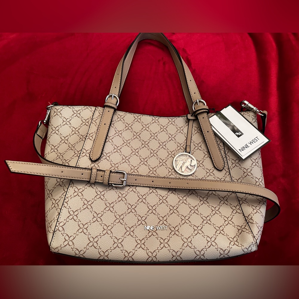 NWT Nine West Kylee Mushroom Logo Trap Tote Shoulder Bag